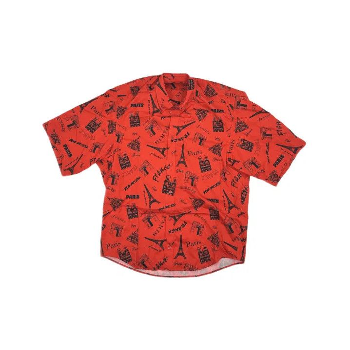 Balenciaga Balenciaga Classic Red Print Short Sleeve Shirt Size US M / EU 48-50 / 2 - 2 Thumbnail