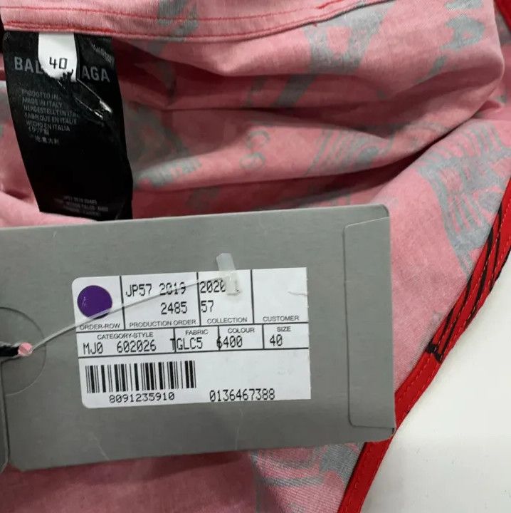 Balenciaga Balenciaga Classic Red Print Short Sleeve Shirt Size US M / EU 48-50 / 2 - 6 Thumbnail