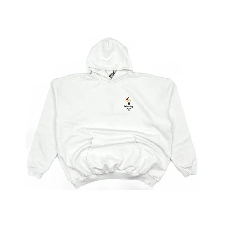 Balenciaga Balenciaga White Long Sleeve Hoodie with Print Size US S / EU 44-46 / 1 - 2 Thumbnail