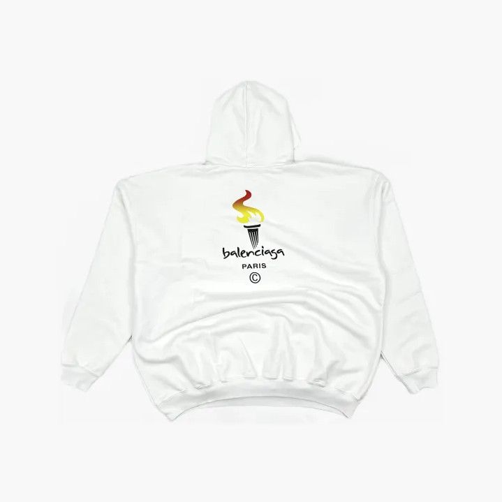 Balenciaga Balenciaga White Long Sleeve Hoodie with Print Size US S / EU 44-46 / 1 - 3 Thumbnail