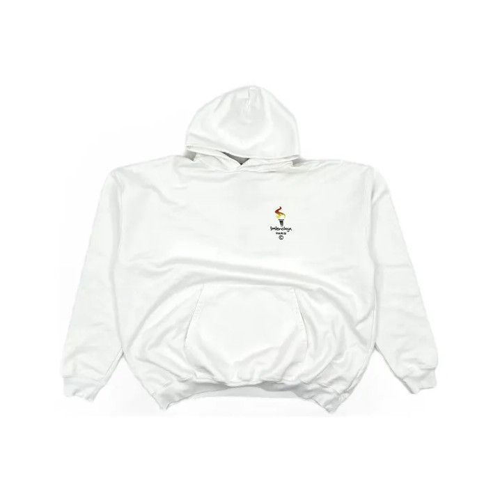Balenciaga Balenciaga White Printed Long Sleeve Hoodie Size US XS / EU 42 / 0 - 2 Thumbnail