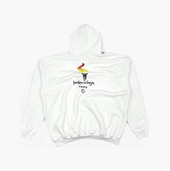 Balenciaga Balenciaga White Printed Long Sleeve Hoodie Size US XS / EU 42 / 0 - 3 Thumbnail