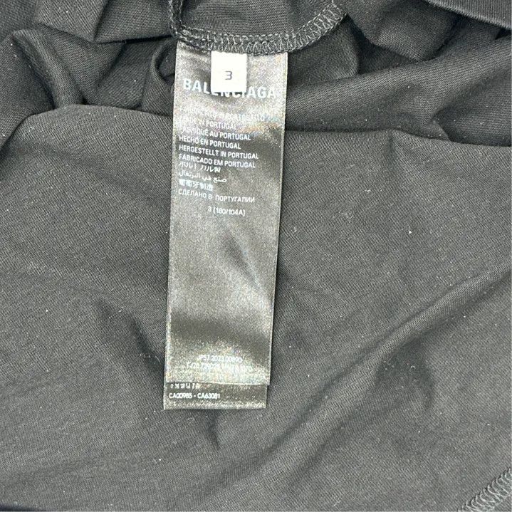 Balenciaga Balenciaga Black Embroidered Logo Short Sleeve T-Shirt Size US L / EU 52-54 / 3 - 3 Thumbnail