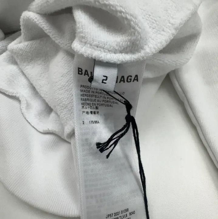 Balenciaga Balenciaga White Paris Logo Hooded Sweatshirt Size US M / EU 48-50 / 2 - 6 Thumbnail