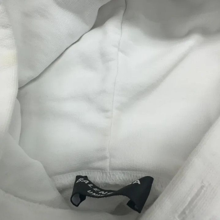 Balenciaga Balenciaga White Paris Logo Hooded Sweatshirt Size US M / EU 48-50 / 2 - 8 Thumbnail