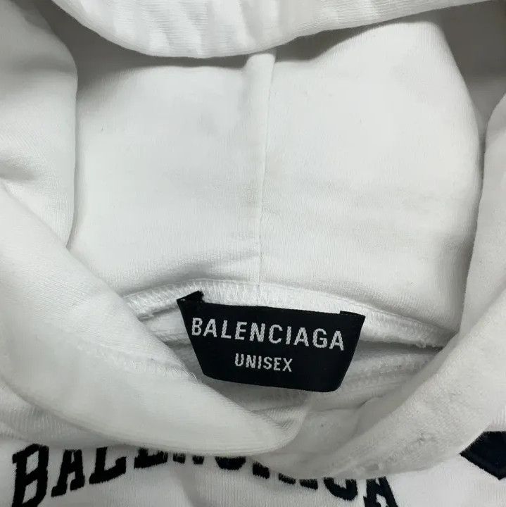 Balenciaga Balenciaga White Paris Logo Hooded Sweatshirt Size US M / EU 48-50 / 2 - 5 Thumbnail