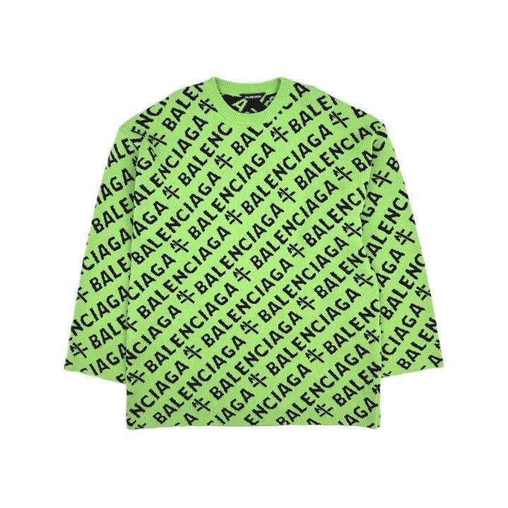 Balenciaga Balenciaga Neon Logo Long Sleeve Knit Sweater Size US S / EU 44-46 / 1 - 2 Thumbnail