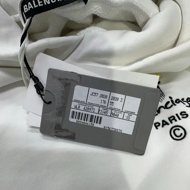 Balenciaga Balenciaga White Long Sleeve Hoodie with Torch Print Size US XS / EU 42 / 0 - 6 Thumbnail