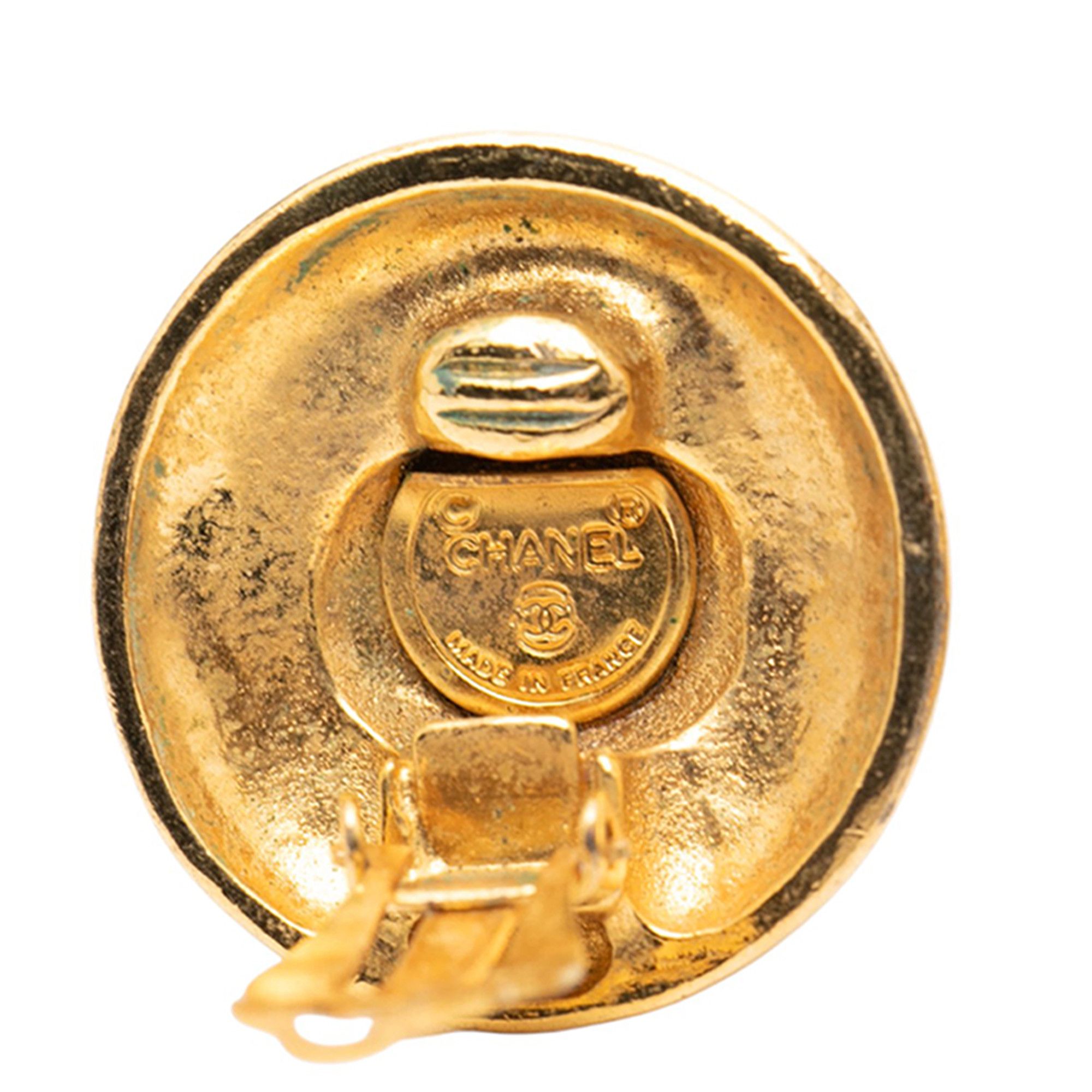 Chanel Chanel CC Gold Plated Round Clip On Earrings Size ONE SIZE - 3 Thumbnail