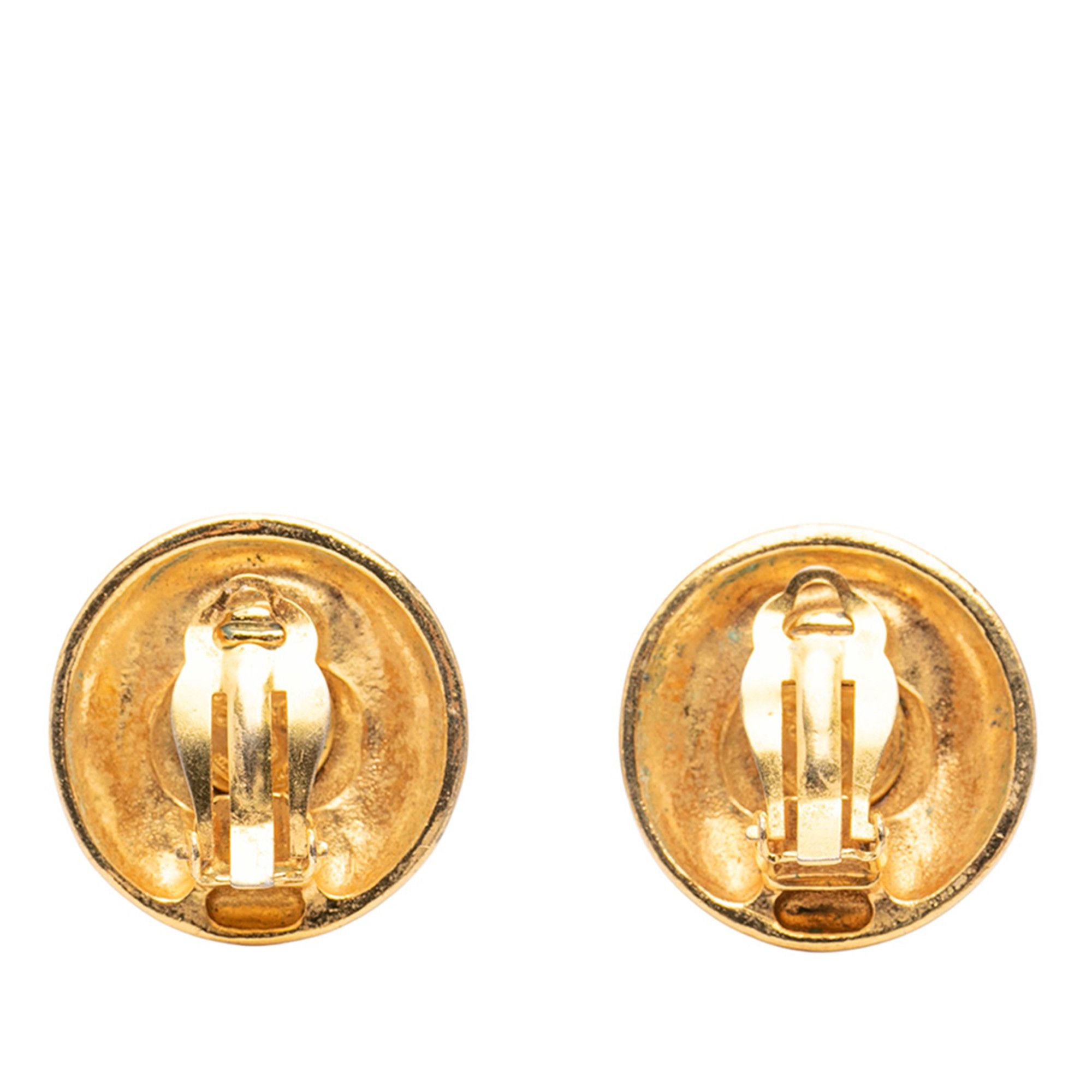 Chanel Chanel CC Gold Plated Round Clip On Earrings Size ONE SIZE - 2 Thumbnail