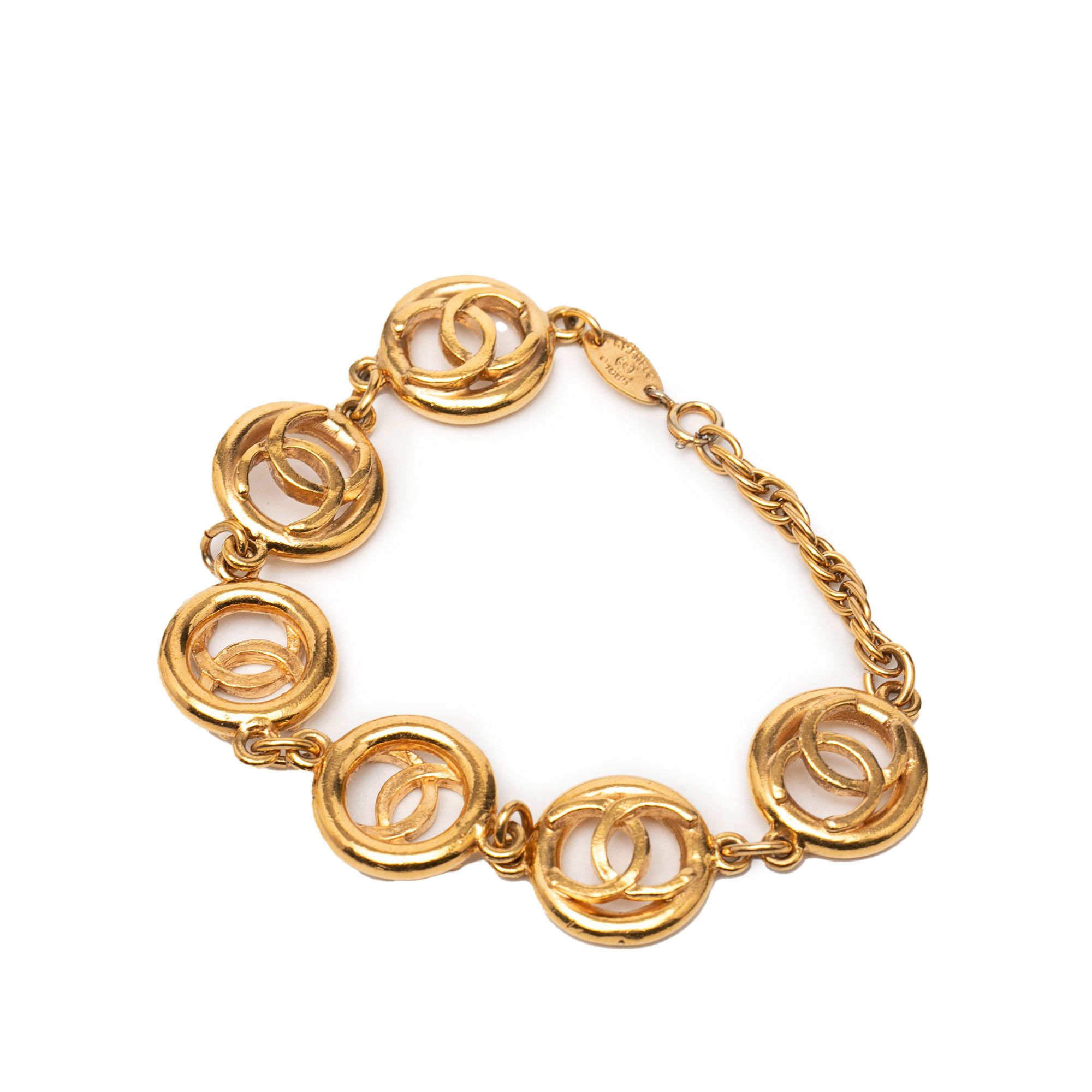 Chanel Chanel CC Gold Plated Openwork Circle Charms Link Bracelet Size ONE SIZE - 2 Thumbnail