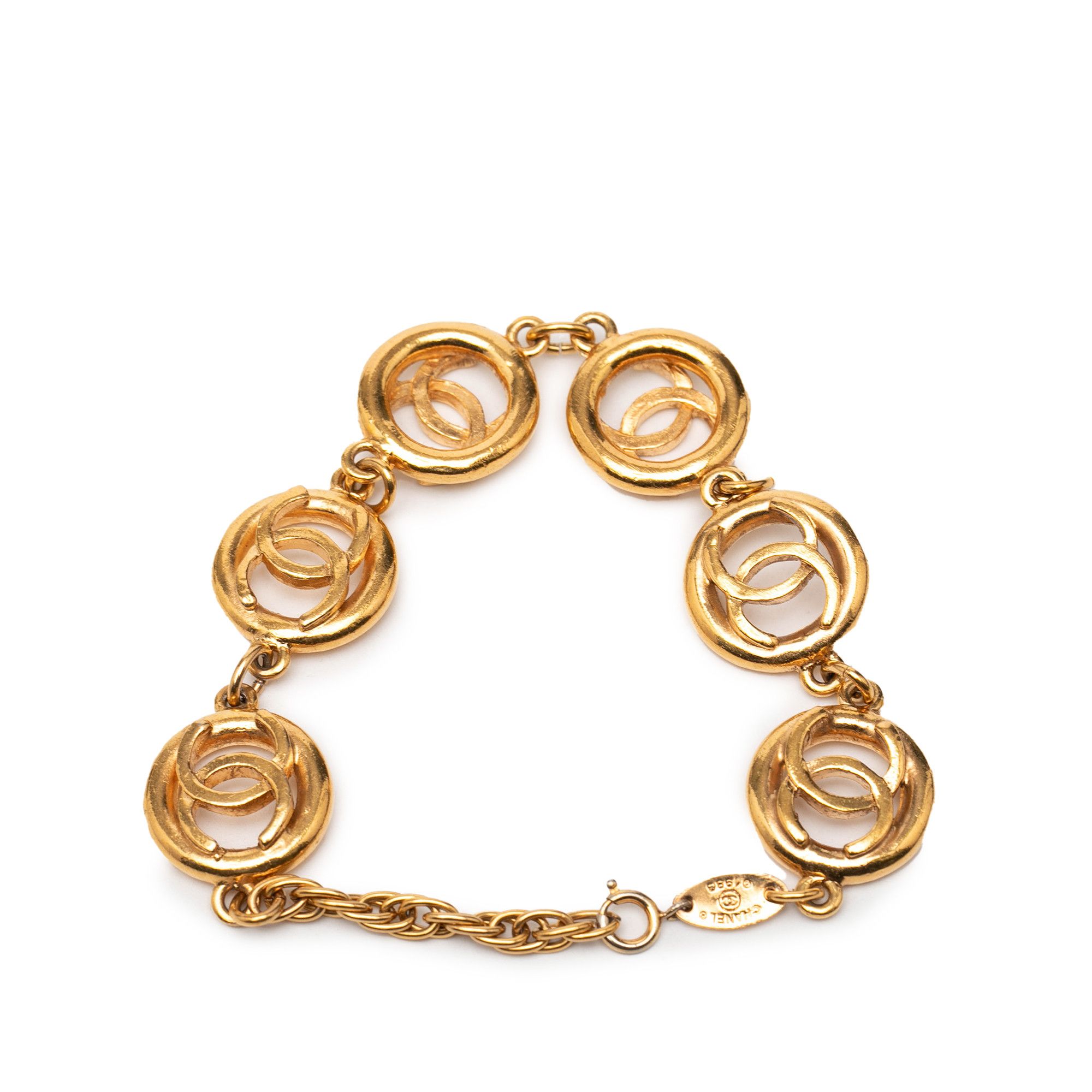 Chanel Chanel CC Gold Plated Openwork Circle Charms Link Bracelet Size ONE SIZE - 3 Thumbnail