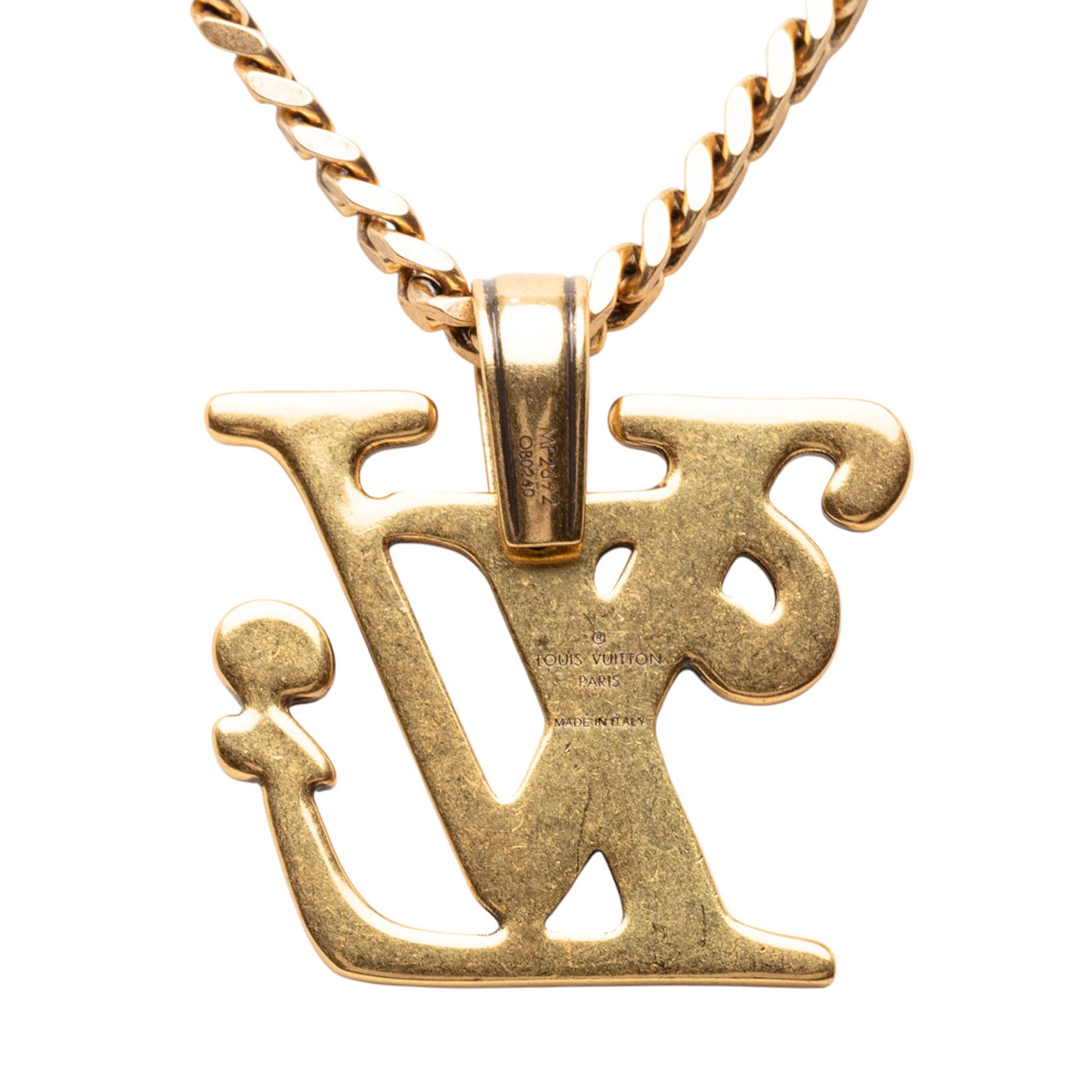 Louis Vuitton Louis Vuitton Nigo Gold Plated Squared Logo Pendant Necklace Size ONE SIZE - 3 Thumbnail