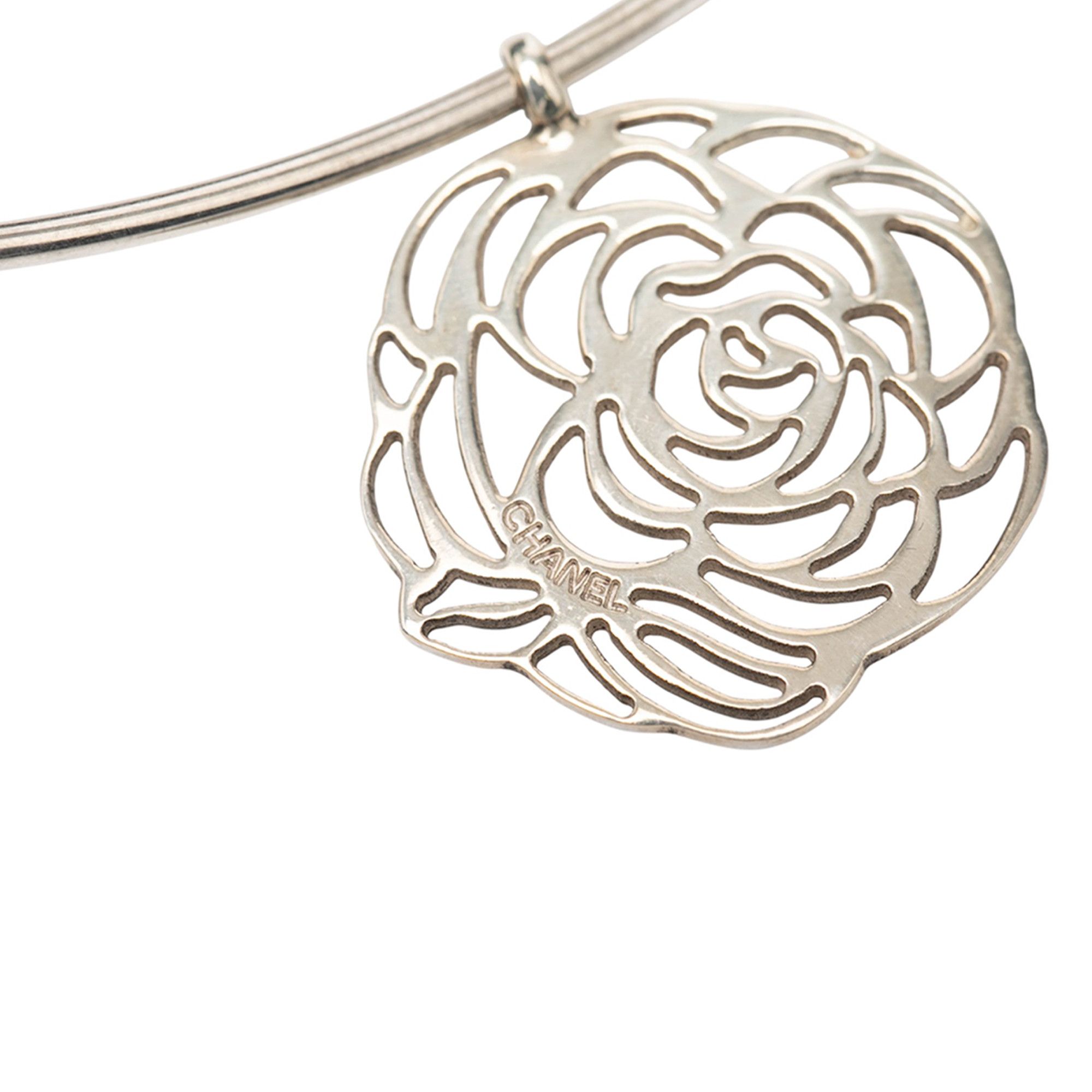 Chanel Chanel Sterling Silver Camellia Cutout Pendant Choker Size ONE SIZE - 3 Thumbnail