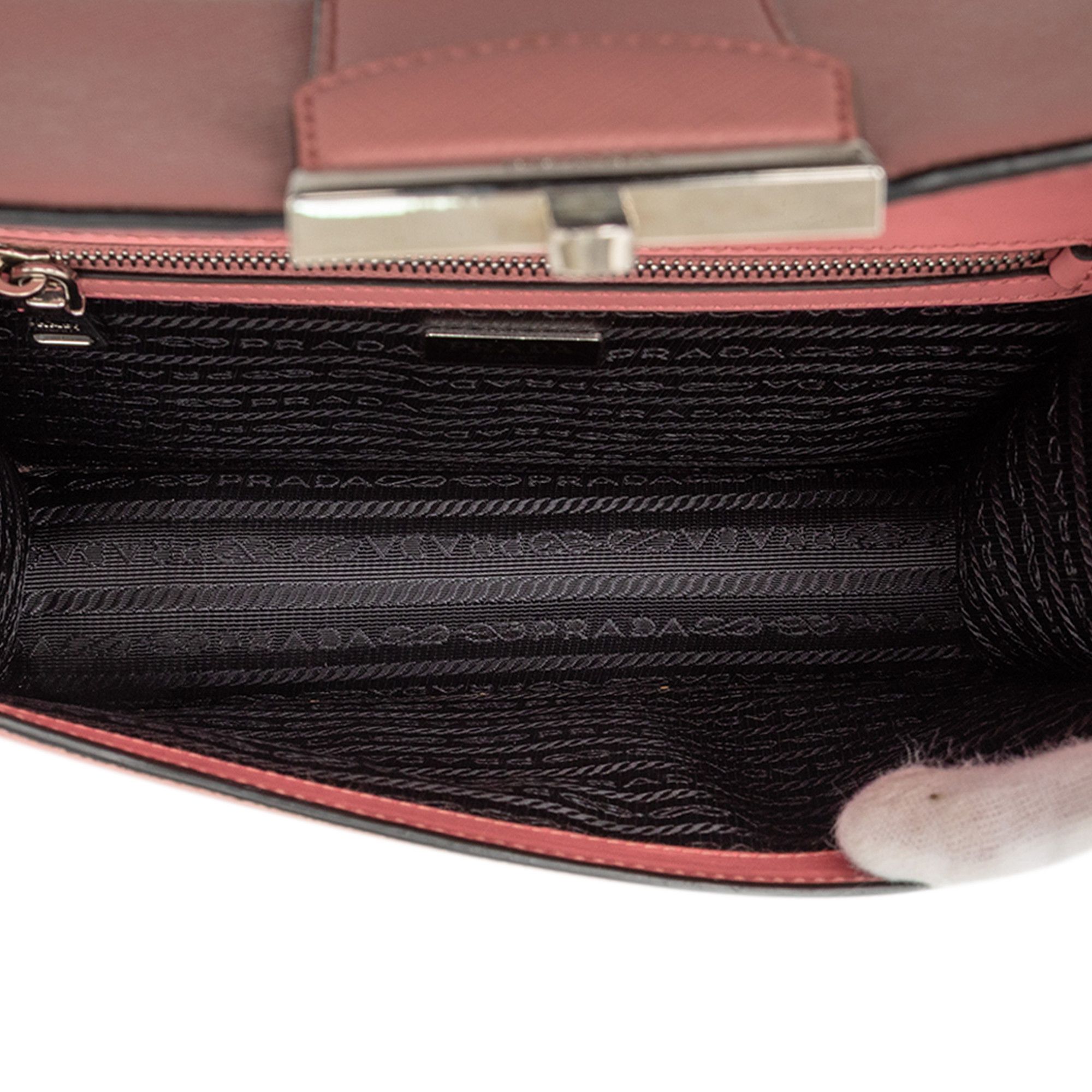 Prada Prada Small Saffiano Sound Lock Chain Crossbody Size ONE SIZE - 4 Thumbnail