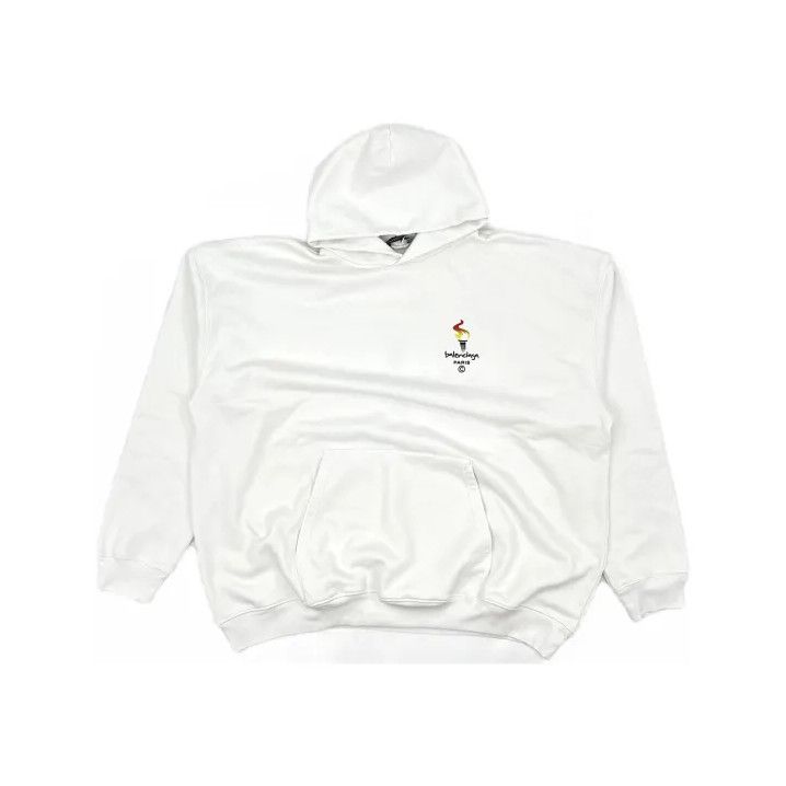 Balenciaga Balenciaga White Long Sleeve Hoodie with Logo Size US S / EU 44-46 / 1 - 2 Thumbnail