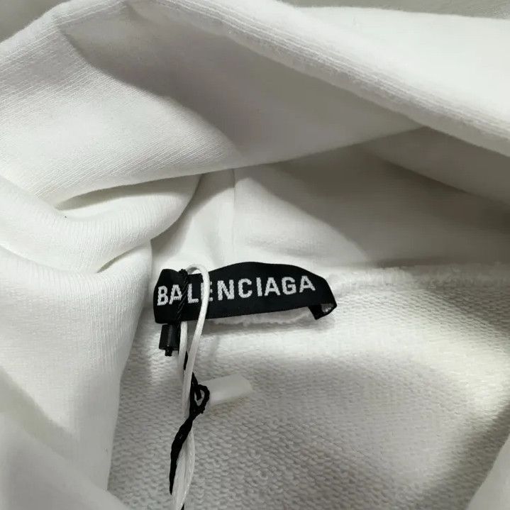Balenciaga Balenciaga White Long Sleeve Hoodie with Logo Size US S / EU 44-46 / 1 - 6 Thumbnail