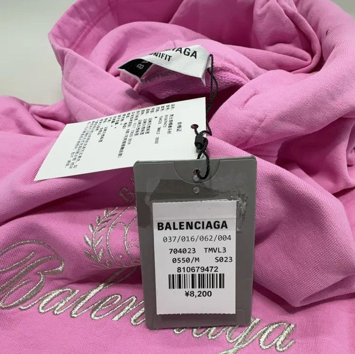 Balenciaga Balenciaga Pink Hoodie with Geometric Pattern Size US M / EU 48-50 / 2 - 7 Thumbnail