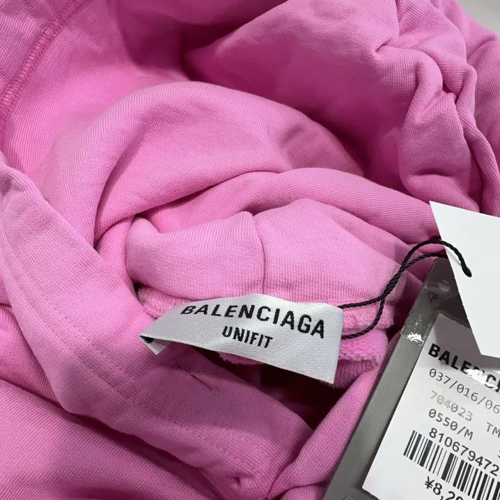 Balenciaga Balenciaga Pink Hoodie with Geometric Pattern Size US M / EU 48-50 / 2 - 6 Thumbnail
