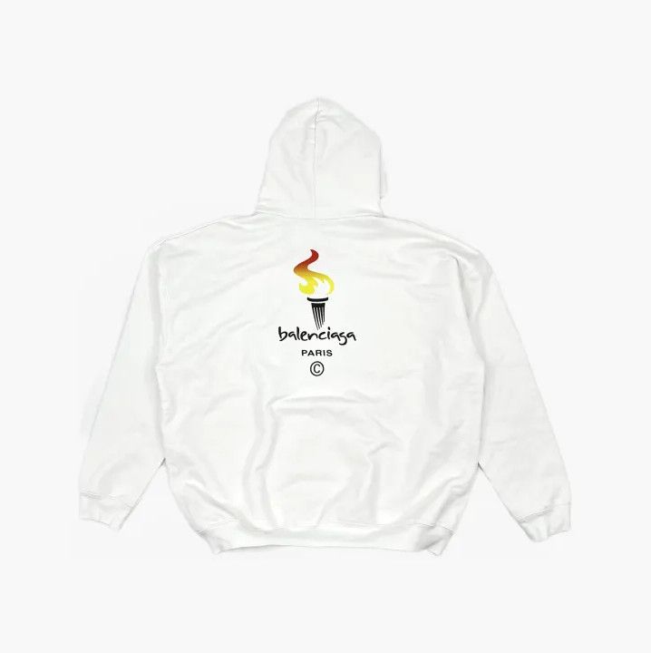 Balenciaga Balenciaga White Long Sleeve Hoodie with Logo Size US S / EU 44-46 / 1 - 3 Thumbnail