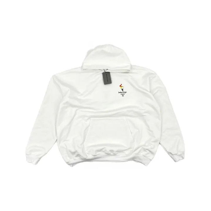 Balenciaga Balenciaga White Letter Print Long Sleeve Hoodie Size US M / EU 48-50 / 2 - 2 Thumbnail