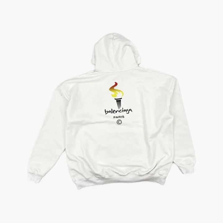 Balenciaga Balenciaga White Letter Print Long Sleeve Hoodie Size US M / EU 48-50 / 2 - 3 Thumbnail