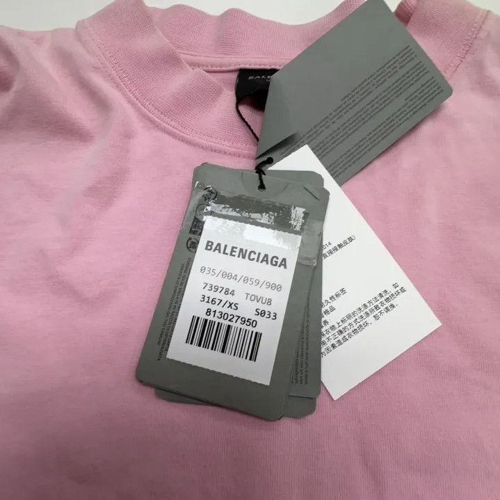 Balenciaga Balenciaga Pink Crystal Neck Short Sleeve T-Shirt Size US XS / EU 42 / 0 - 4 Thumbnail