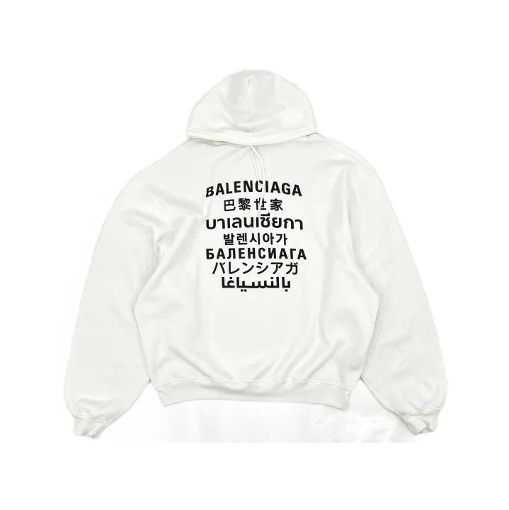 Balenciaga Balenciaga White Language Print Hoodie Size US S / EU 44-46 / 1 - 2 Thumbnail
