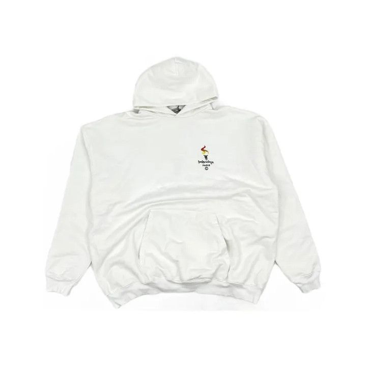 Balenciaga Balenciaga White Graphic Print Long Sleeve Hoodie Size US XXS / EU 40 - 2 Thumbnail