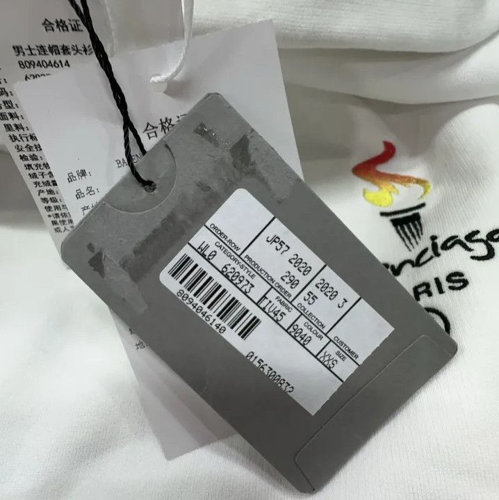 Balenciaga Balenciaga White Graphic Print Long Sleeve Hoodie Size US XXS / EU 40 - 4 Thumbnail
