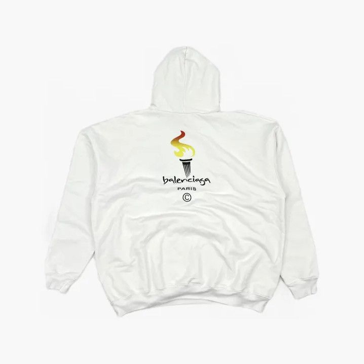 Balenciaga Balenciaga White Graphic Print Long Sleeve Hoodie Size US XXS / EU 40 - 3 Thumbnail