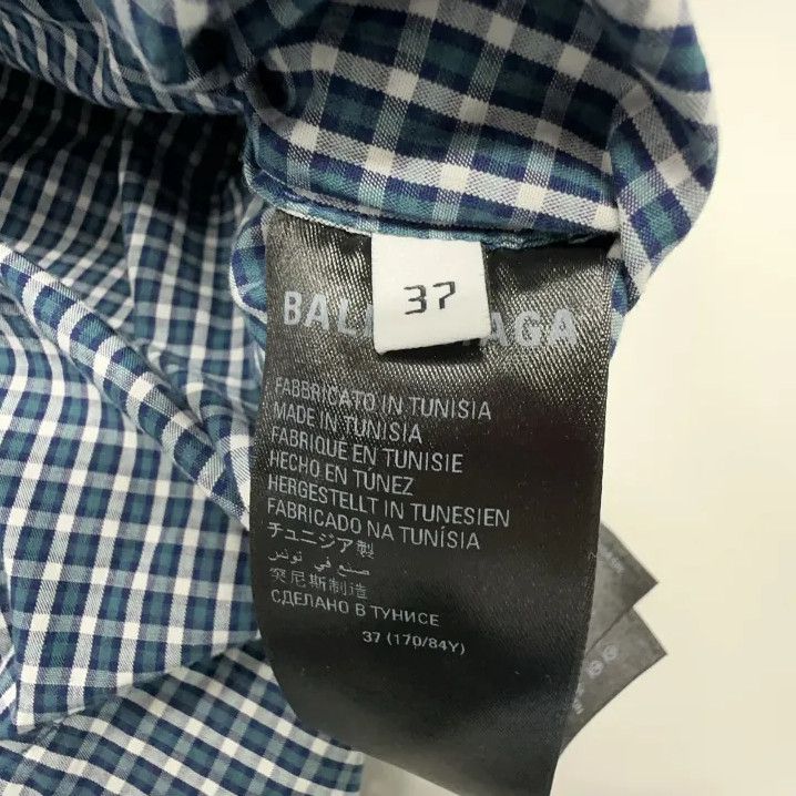 Balenciaga Balenciaga Blue Check Long Sleeve Button-Up Shirt Size US M / EU 48-50 / 2 - 4 Thumbnail
