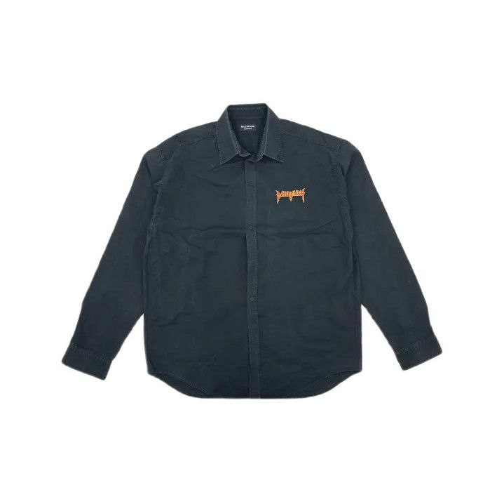 Balenciaga Balenciaga Black Long Sleeve Logo Shirt Size US M / EU 48-50 / 2 - 2 Thumbnail