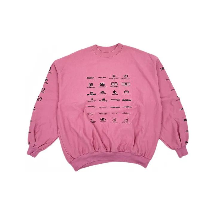 Balenciaga Balenciaga Pink Logo Print Long Sleeve Sweatshirt Size US M / EU 48-50 / 2 - 2 Thumbnail