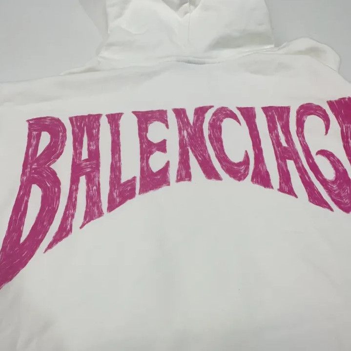 Balenciaga Balenciaga White Logo Print Hoodie Size US S / EU 44-46 / 1 - 4 Thumbnail