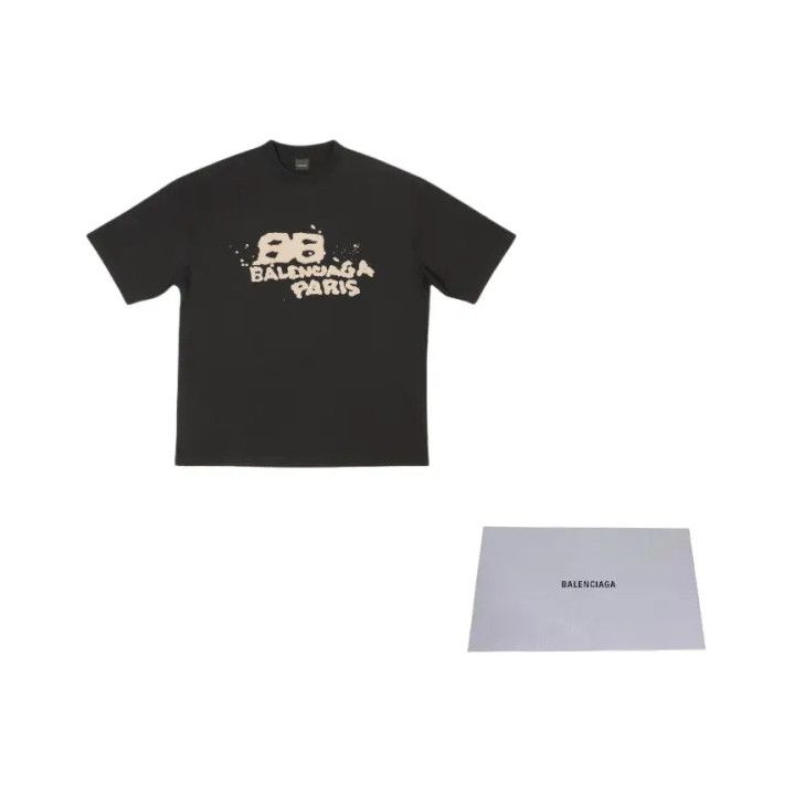 Balenciaga Balenciaga Black Graphic Print Short Sleeve T-Shirt Size US L / EU 52-54 / 3 - 2 Thumbnail
