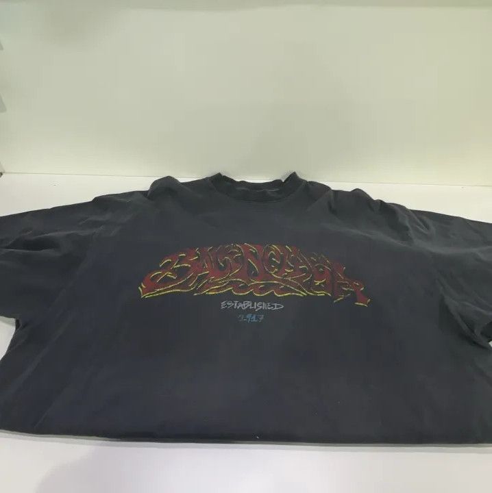 Balenciaga Balenciaga Black Graphic Print Short Sleeve T-Shirt Size US M / EU 48-50 / 2 - 9 Thumbnail