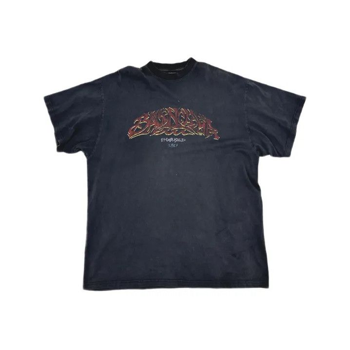 Balenciaga Balenciaga Black Graphic Print Short Sleeve T-Shirt Size US M / EU 48-50 / 2 - 2 Thumbnail