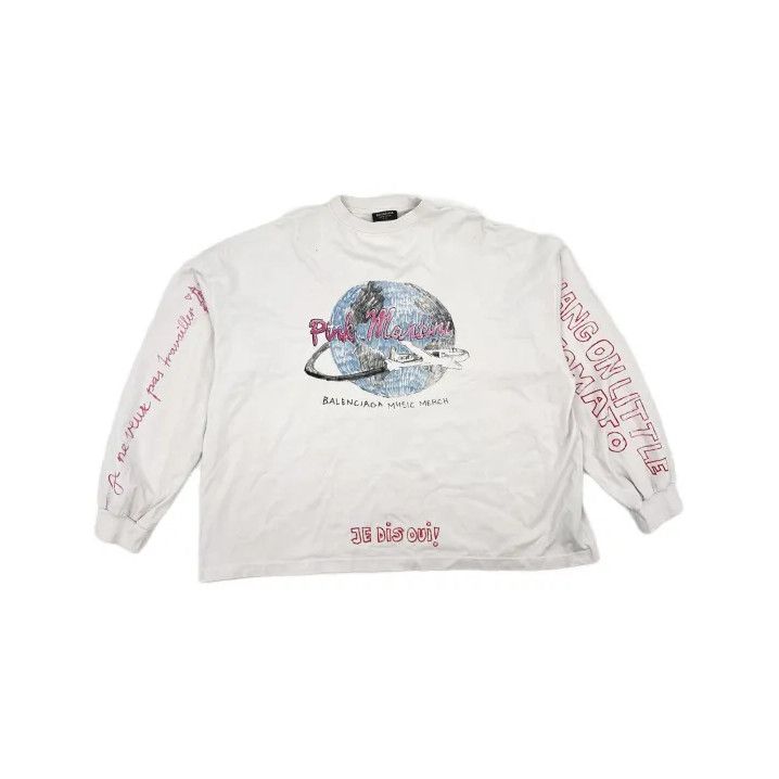 Balenciaga Balenciaga White Graphic Long Sleeve T-Shirt Size US S / EU 44-46 / 1 - 2 Thumbnail