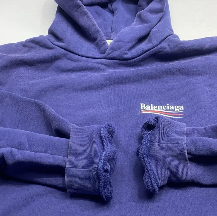 Balenciaga Balenciaga Men's Blue Printed Hoodie Size US S / EU 44-46 / 1 - 19 Thumbnail