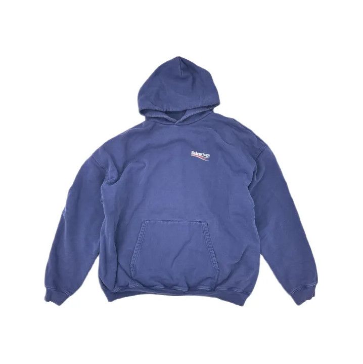 Balenciaga Balenciaga Men's Blue Printed Hoodie Size US S / EU 44-46 / 1 - 2 Thumbnail