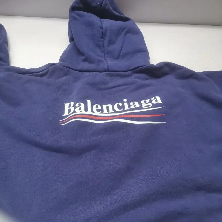 Balenciaga Balenciaga Men's Blue Printed Hoodie Size US S / EU 44-46 / 1 - 6 Thumbnail