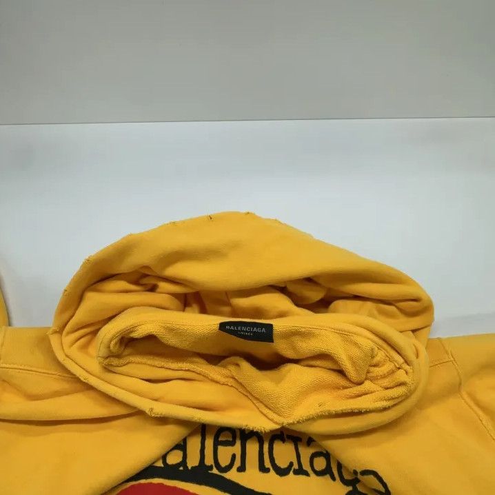 Balenciaga Balenciaga Yellow Logo Print Hooded Sweatshirt Size US XS / EU 42 / 0 - 6 Thumbnail