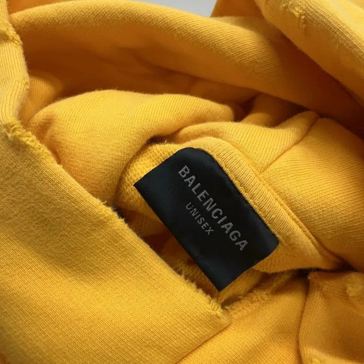 Balenciaga Balenciaga Yellow Logo Print Hooded Sweatshirt Size US XS / EU 42 / 0 - 5 Thumbnail