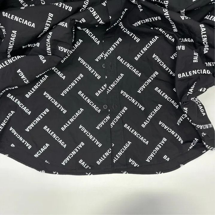Balenciaga Balenciaga Black Logo Print Button-Up Shirt Size US M / EU 48-50 / 2 - 6 Thumbnail