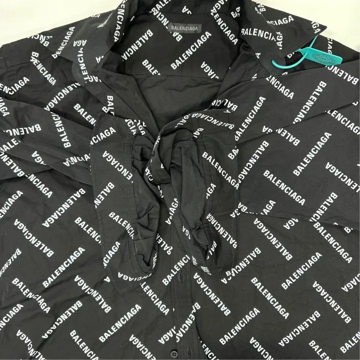 Balenciaga Balenciaga Black Logo Print Button-Up Shirt Size US M / EU 48-50 / 2 - 5 Thumbnail