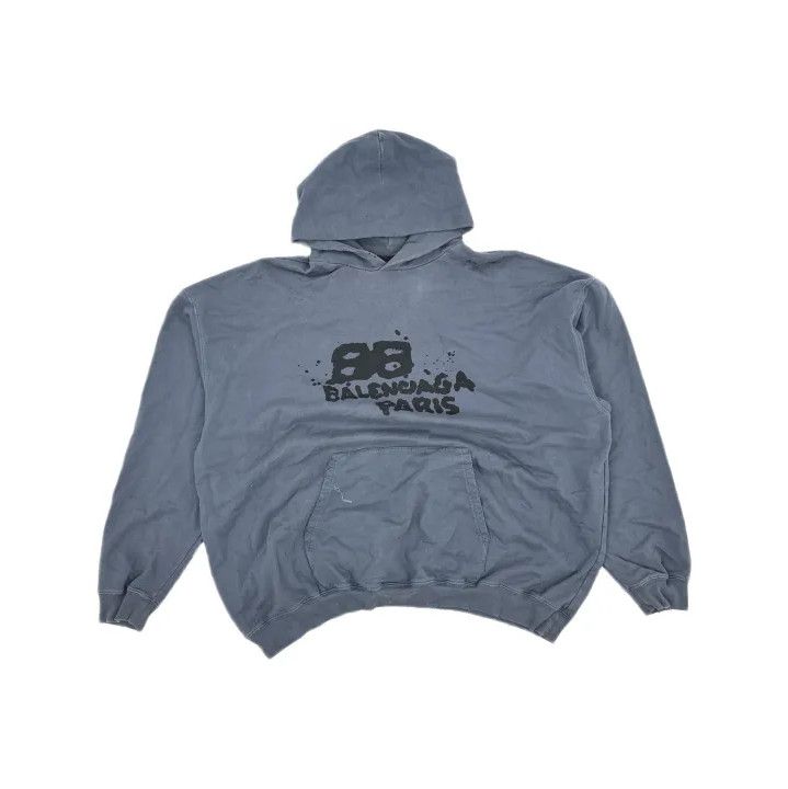 Balenciaga Balenciaga Blue Logo Print Long Sleeve Hoodie Size US S / EU 44-46 / 1 - 2 Thumbnail