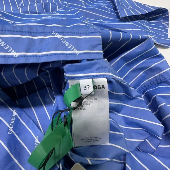 Balenciaga Balenciaga Striped Logo Print Short Sleeve Shirt Size US M / EU 48-50 / 2 - 5 Thumbnail