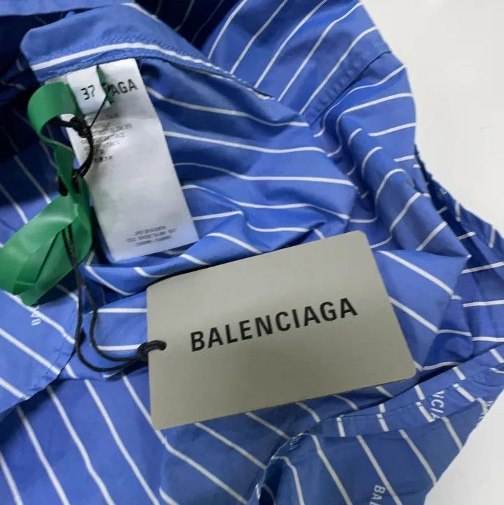 Balenciaga Balenciaga Striped Logo Print Short Sleeve Shirt Size US M / EU 48-50 / 2 - 7 Thumbnail