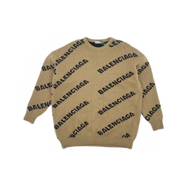 Balenciaga Balenciaga Logo Knit Sweater in Beige Size US XS / EU 42 / 0 - 2 Thumbnail
